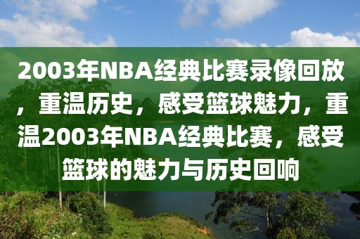 2003年NBA经典比赛录像回放，重温历史，感受篮球魅力，重温2003年NBA经典比赛，感受篮球的魅力与历史回响