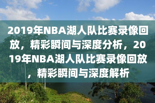 2019年NBA湖人队比赛录像回放，精彩瞬间与深度分析，2019年NBA湖人队比赛录像回放，精彩瞬间与深度解析